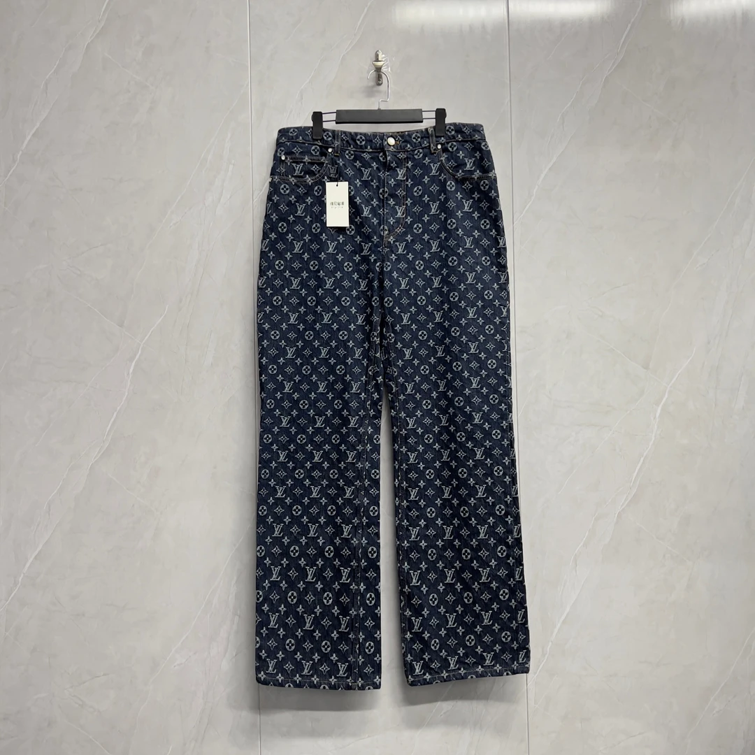 99新 LouisVuitton/路易威登 最新款满Logo刺绣牛仔裤/W0142/36