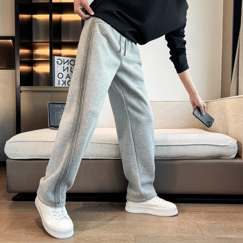 脏脏弯刀卫裤男士秋冬款直筒宽松运动春装加绒加厚休闲外穿长裤子