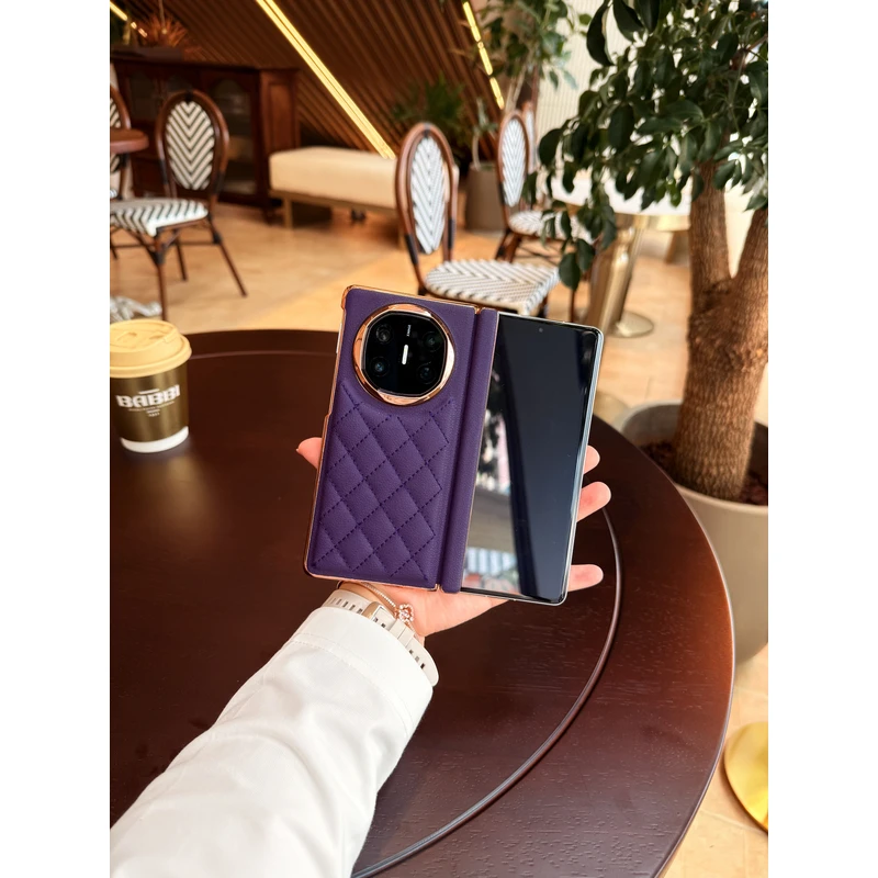 适用于华为Matex6/Matex5小香菱格中轴折叠手机壳 电镀单后壳