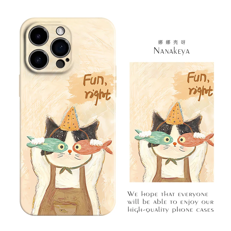 小鱼猫鱼菲林壳适用苹果16iPhone14Pro华为小米15VIVO可爱手机壳
