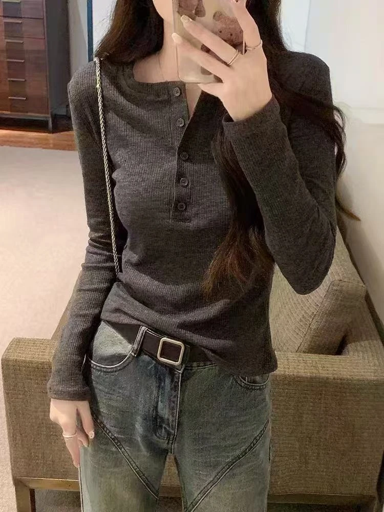 女士小扣打底衫819-A435