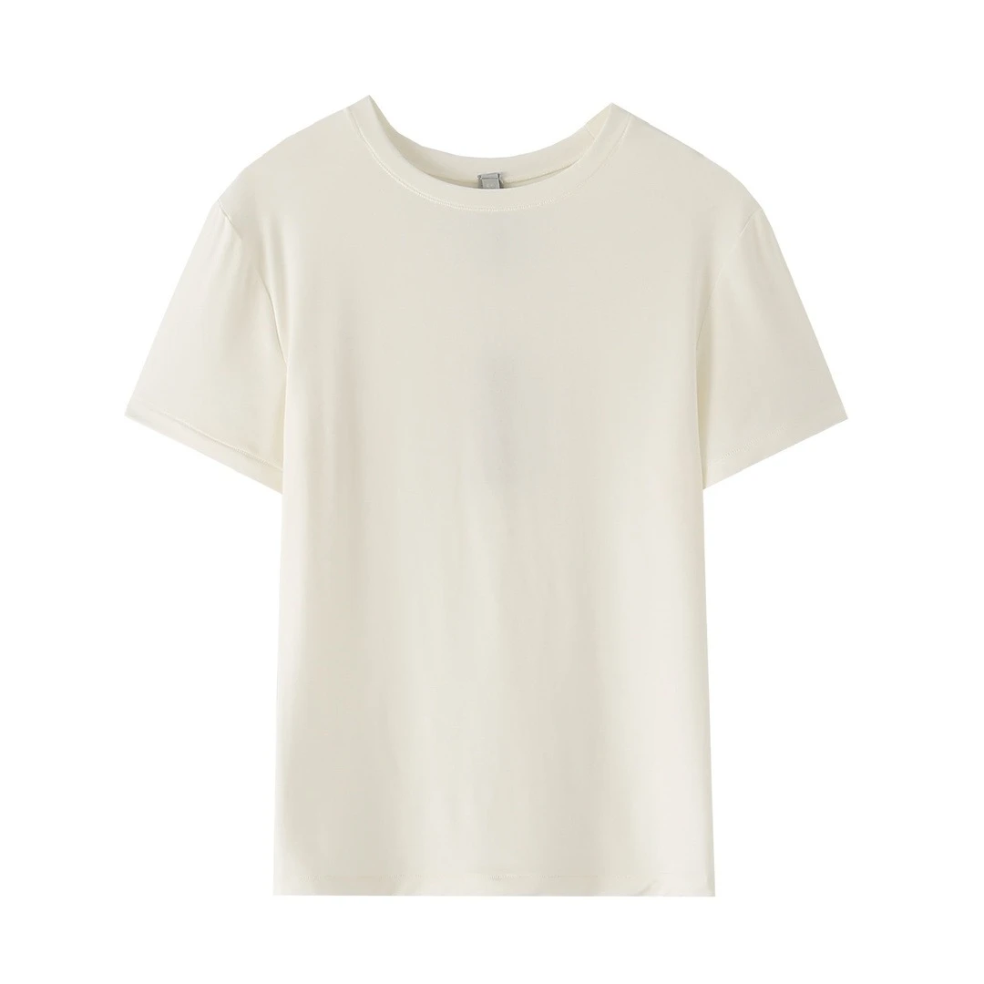 短袖纯棉休闲百搭夏季简约宽松纯色圆领