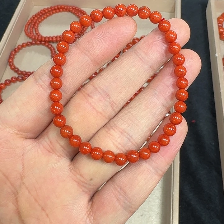 南红玛瑙未镶嵌手链原矿南红手串5mm高品质瓦西柿子锦