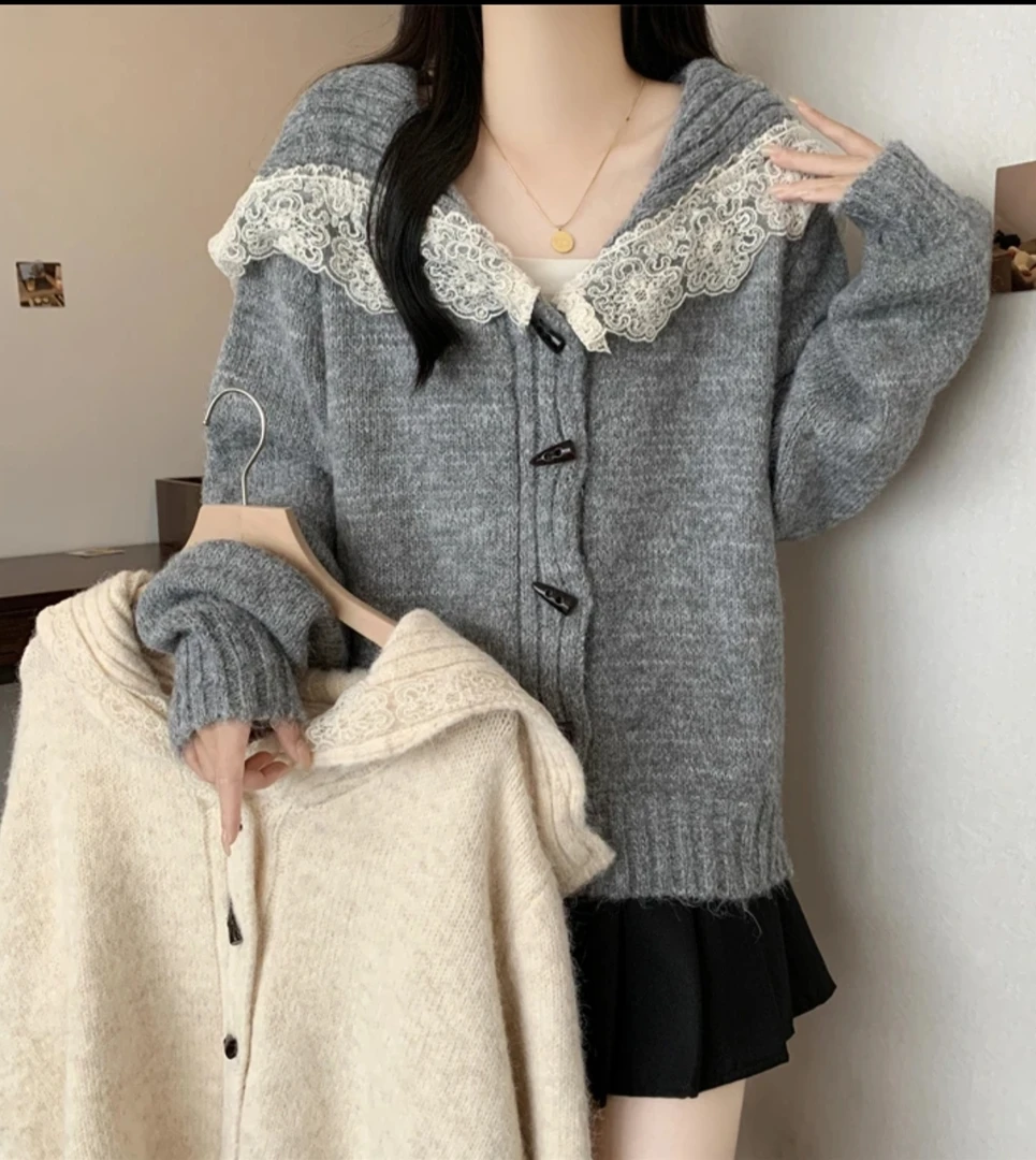 茜茜【套装】冬季加厚款毛衣长袖针织宽松韩版秋冬洋气百搭时尚减龄