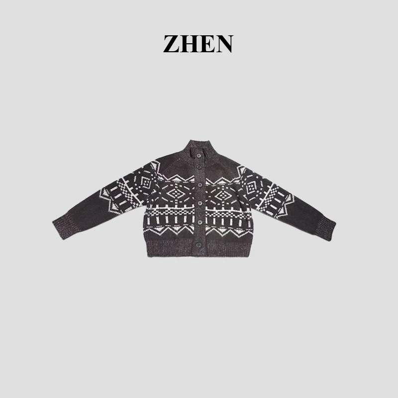 【ZHEN】25K02105 2025新款时尚气质休闲百搭上衣女针织外套