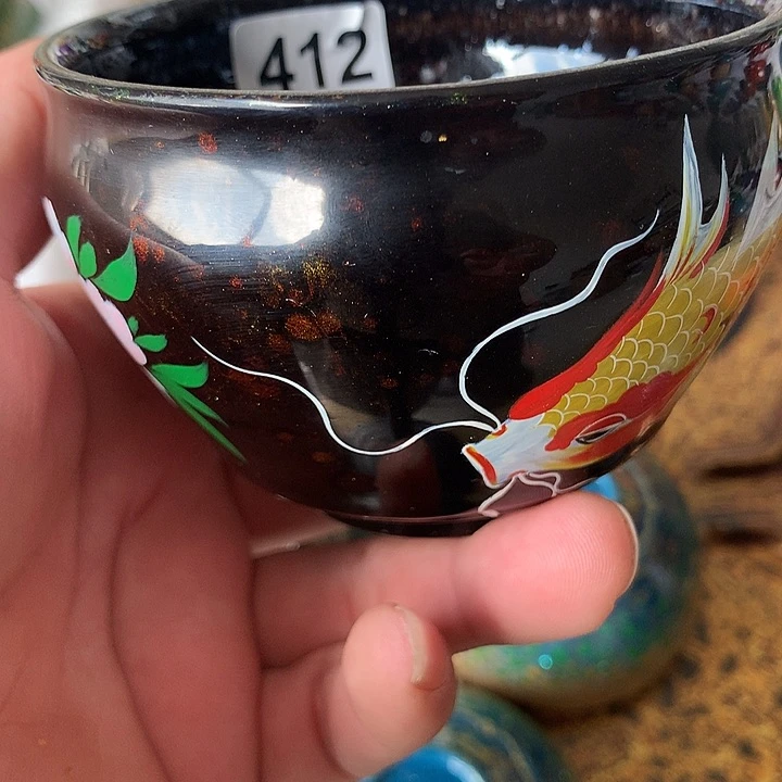 茶盏华****4建盏大漆，全手工制作（手绘）