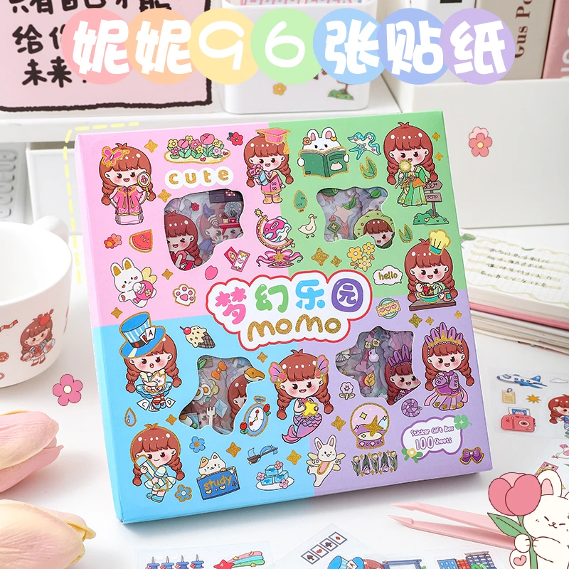 儿童手账贴纸可爱卡通装饰贴画女孩手工diy手账本透明防水PET贴纸