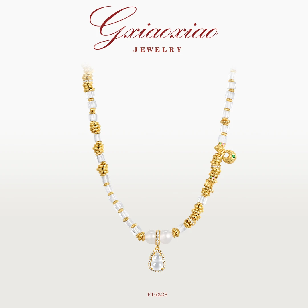 G XIAOXIAO 镀K金 【冰心葫芦】中式复古项链 F16X28