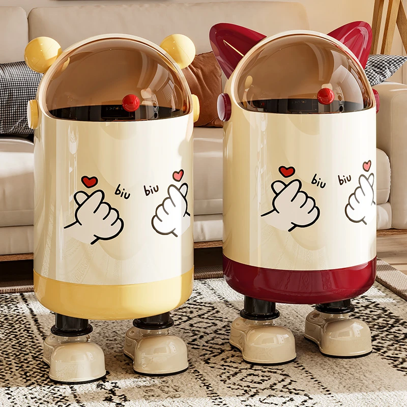卡通创意垃圾桶家用客厅卧室带盖翻盖密封塑料大容量新款一件起批