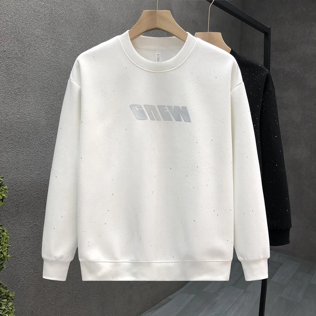 潮牌痞帅烫金卫衣男秋季新款时尚休闲百搭圆领打底衫男士上衣