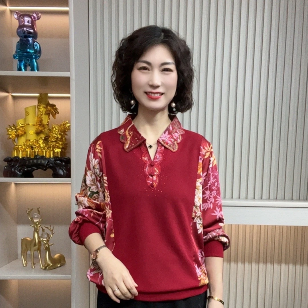 妈妈装流行时尚潮牌女装宽松春装女士独特漂亮小衫休闲百搭中老年