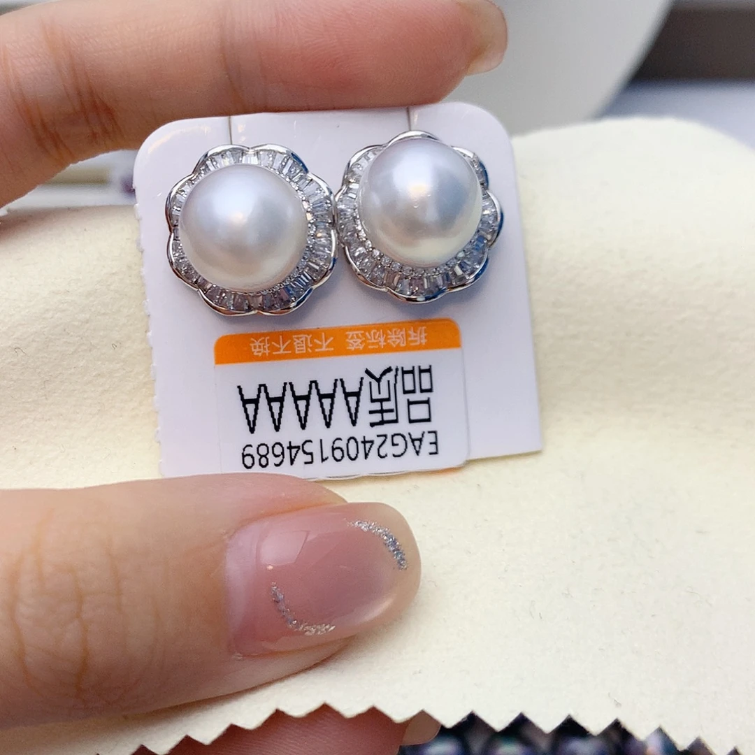 耳饰海水珍珠银S925镶嵌w29
