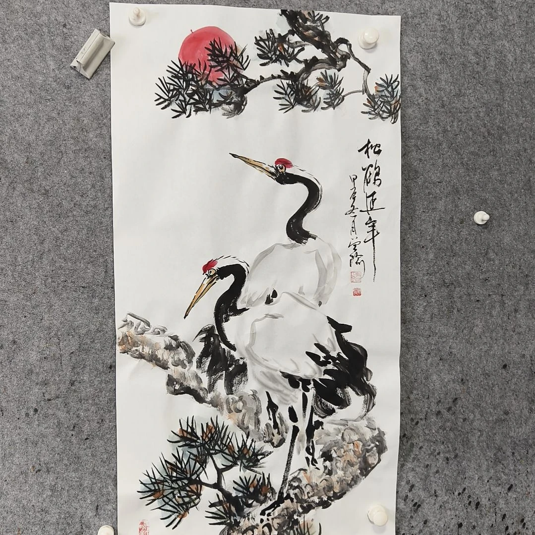 国画吉**L根鹤延年益寿