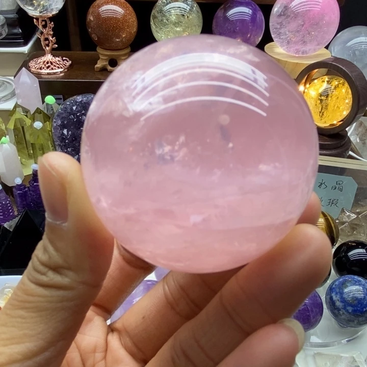 水晶摆件未镶嵌天然粉水晶球