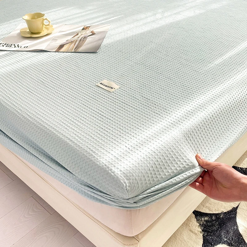 A类母婴级华夫格全棉床笠单件全包围防滑床罩席梦思床垫保护套