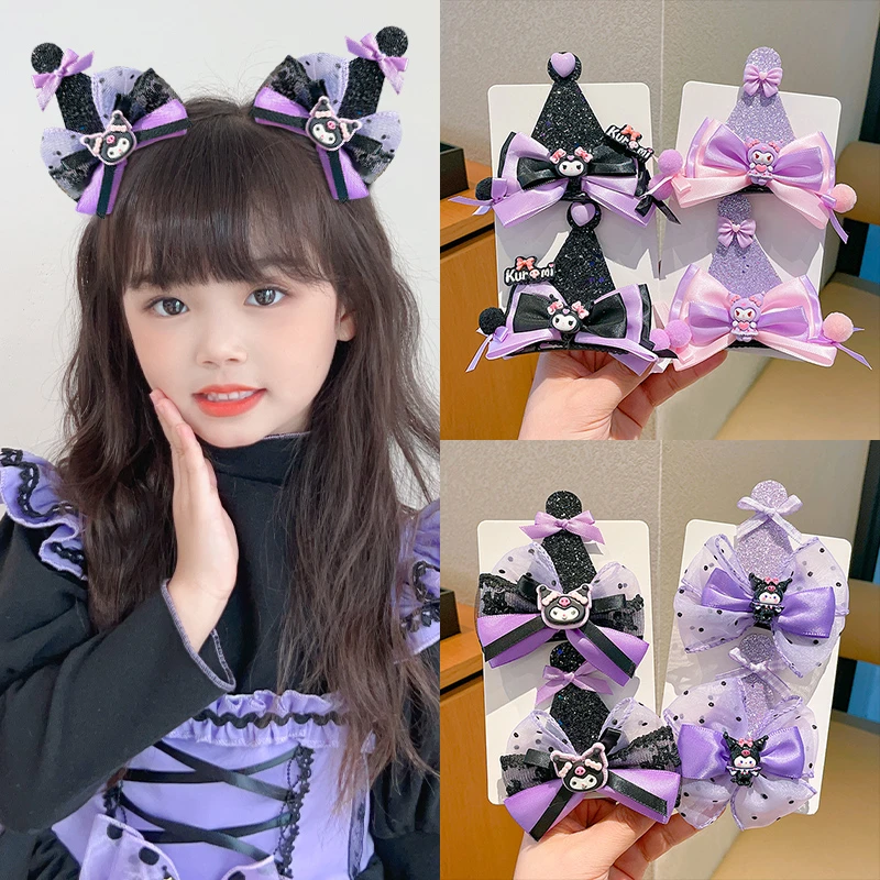库洛米发夹女童可爱蝴蝶结头饰儿童侧边刘海夹小女孩立体对夹发卡