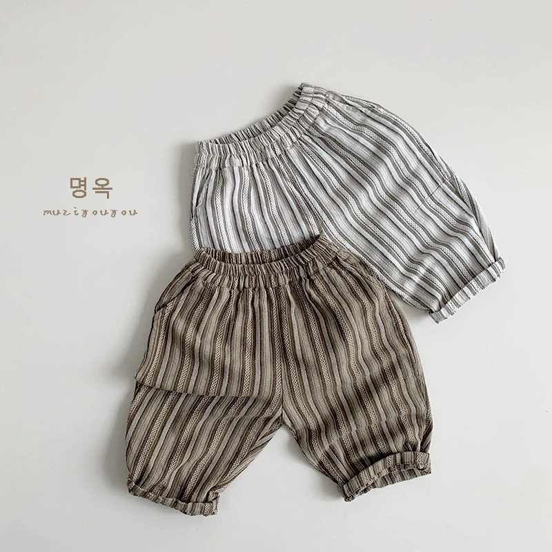 MY日韩系订单款专柜高品夏森系原宿风纯棉麻七分裤/男女宝同款