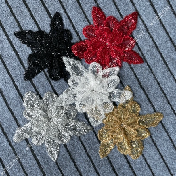 多色多层亮片钉珠立体花朵服装装饰配件时尚百搭DIY辅料