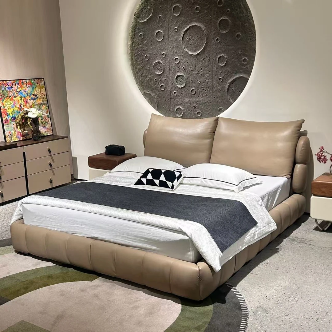 【春哥严选】意式极简头层牛皮床松弛感简约卧室主卧真皮大床