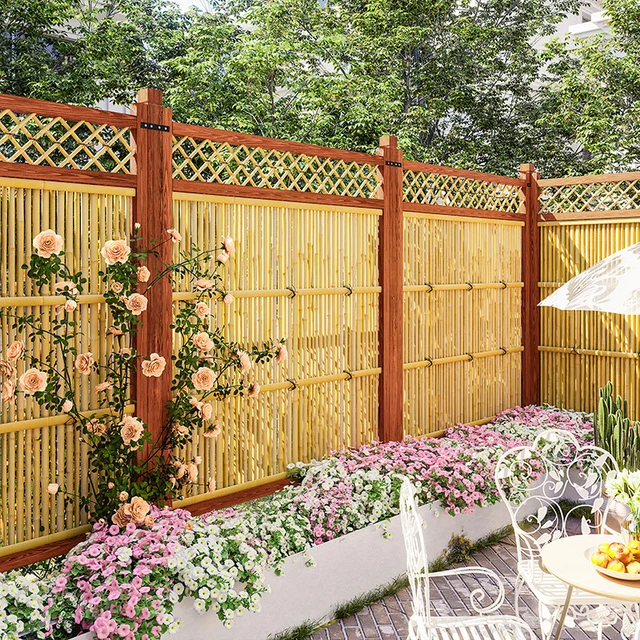 日式装饰防腐竹子围栏竹篱笆栅栏围墙户外庭院挡墙爬藤架竹编护栏