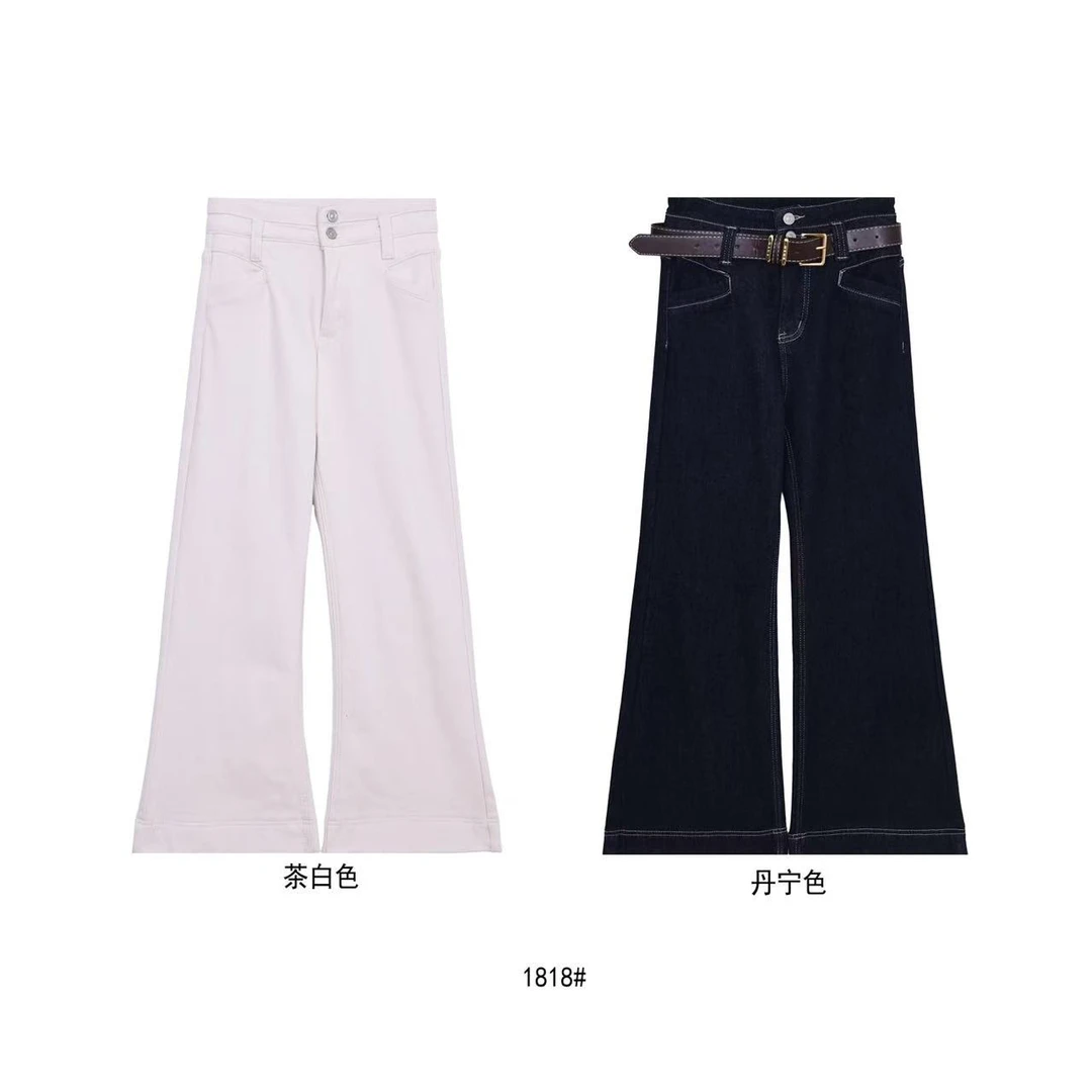 鑫燃Kiki 高腰简约百搭加绒微喇T台裤【配腰带】 1818 BSG 【F】