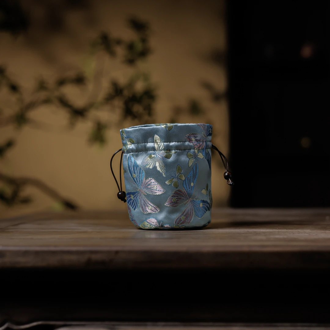 【纳兰】蓝色-皮绳圆口单杯袋（慢蓝S1139）