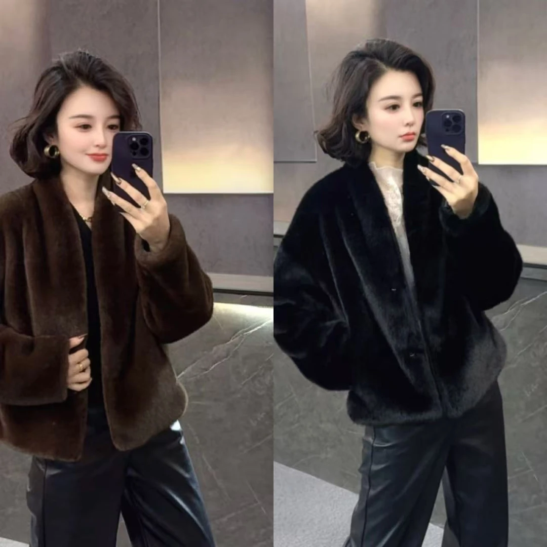 【贾小姐高定】时尚短款休闲冬季貂毛外套1817秋冬加厚韩版女款气质