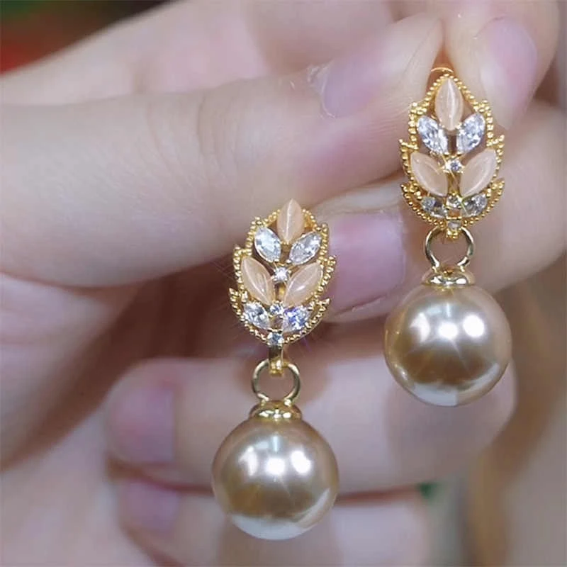 合金耳饰 新款麦穗耳饰高级美拉德珠珠灵动耳环时尚百搭精致耳坠