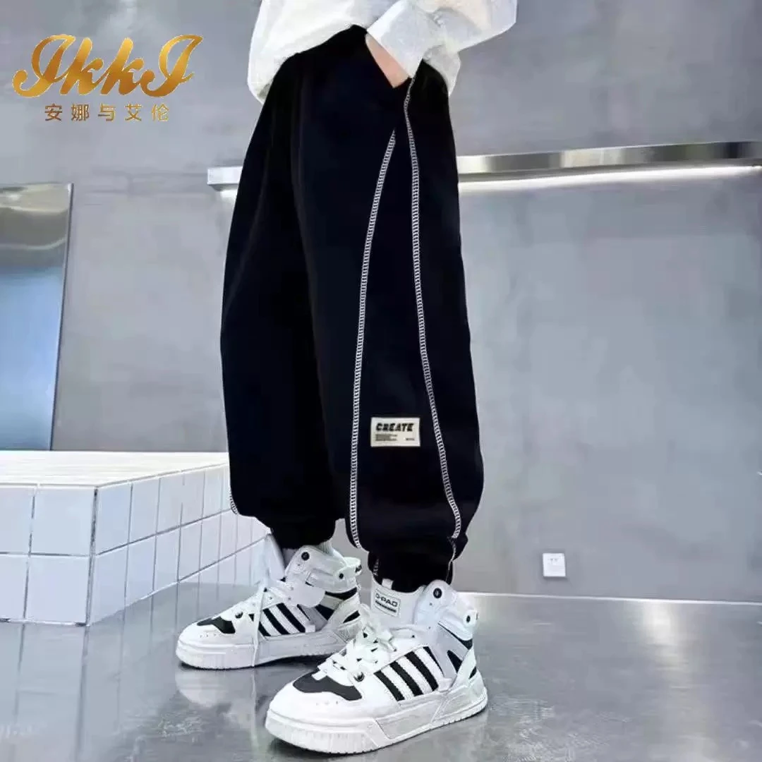 春秋棉裤子长裤男童女童运动裤休闲裤卫裤男孩中大童条纹-裤子007