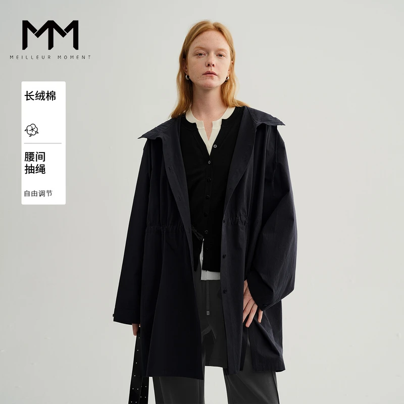 MM麦檬五好系列商场同款百搭连帽廓形风衣外套25春新品5G1110411