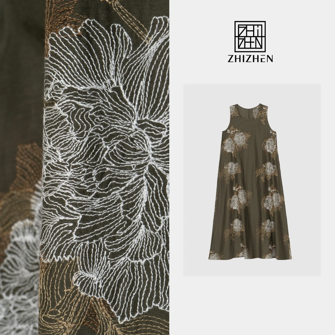 夏季时尚新款无袖刺绣绣花连衣裙【花开百朵】