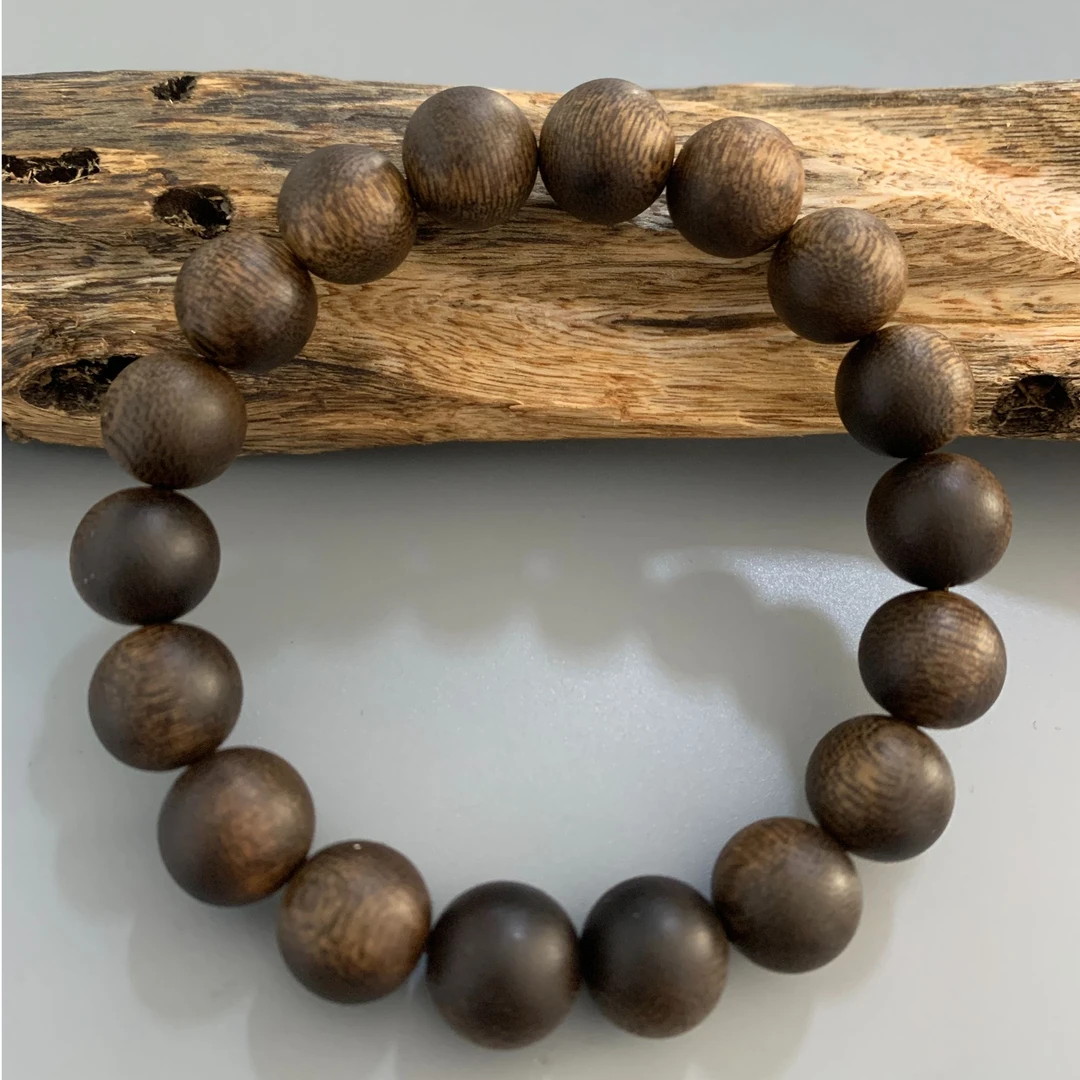 【甄选高货】海南沉香莺歌绿奇楠圆珠沉香手串12mm单圈九九分沉老料