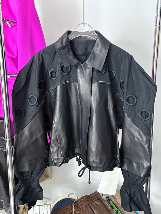 设计师皮革黑色外套