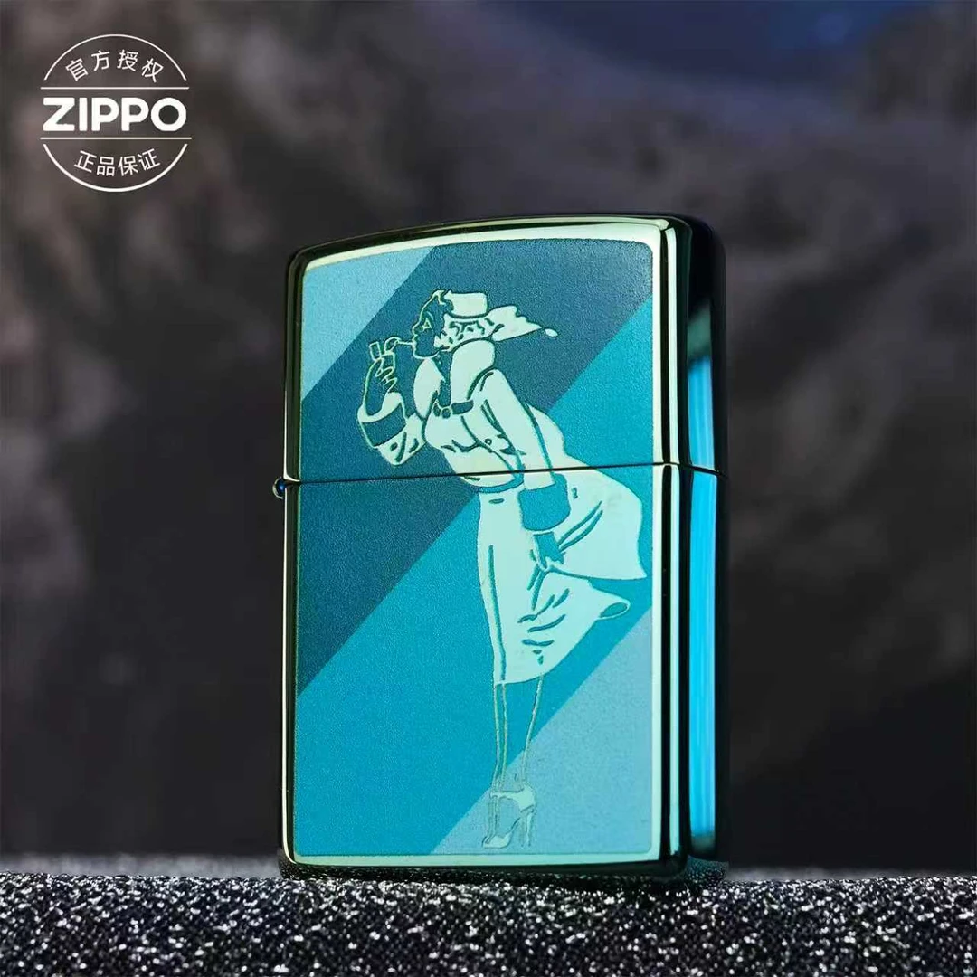 ZIPPO/之宝打火机常规绿冰彩印风女-205