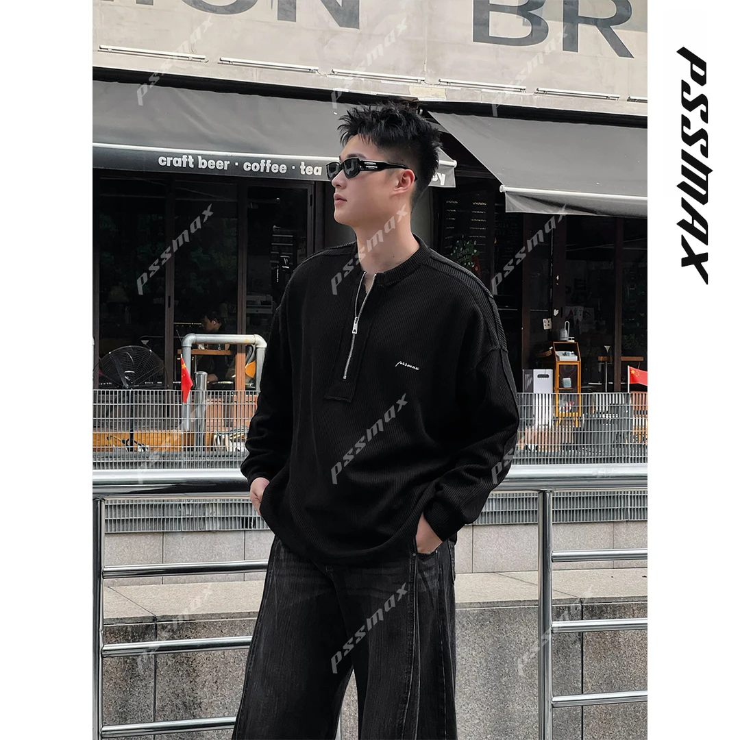 【现货】胖俗俗 PSSMAX【静默黑调】2025秋冬宽松休闲毛边破缝卫衣