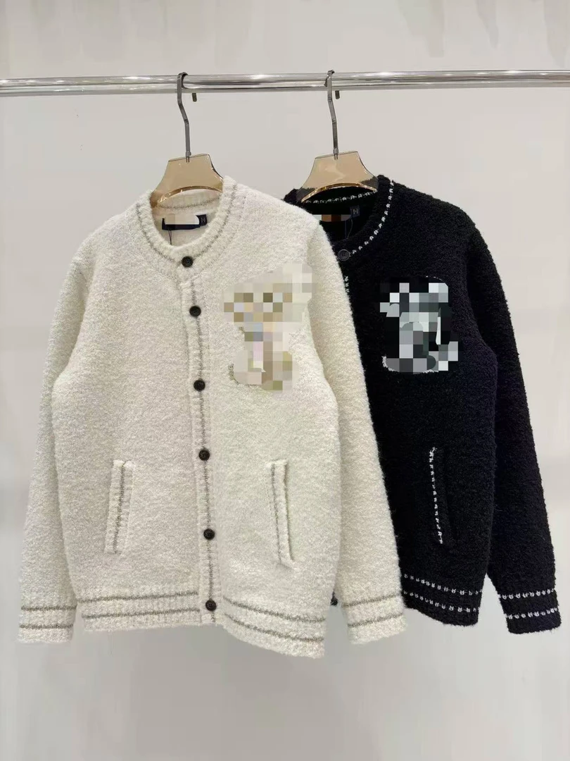 马户新款金线提花羊毛针织开衫