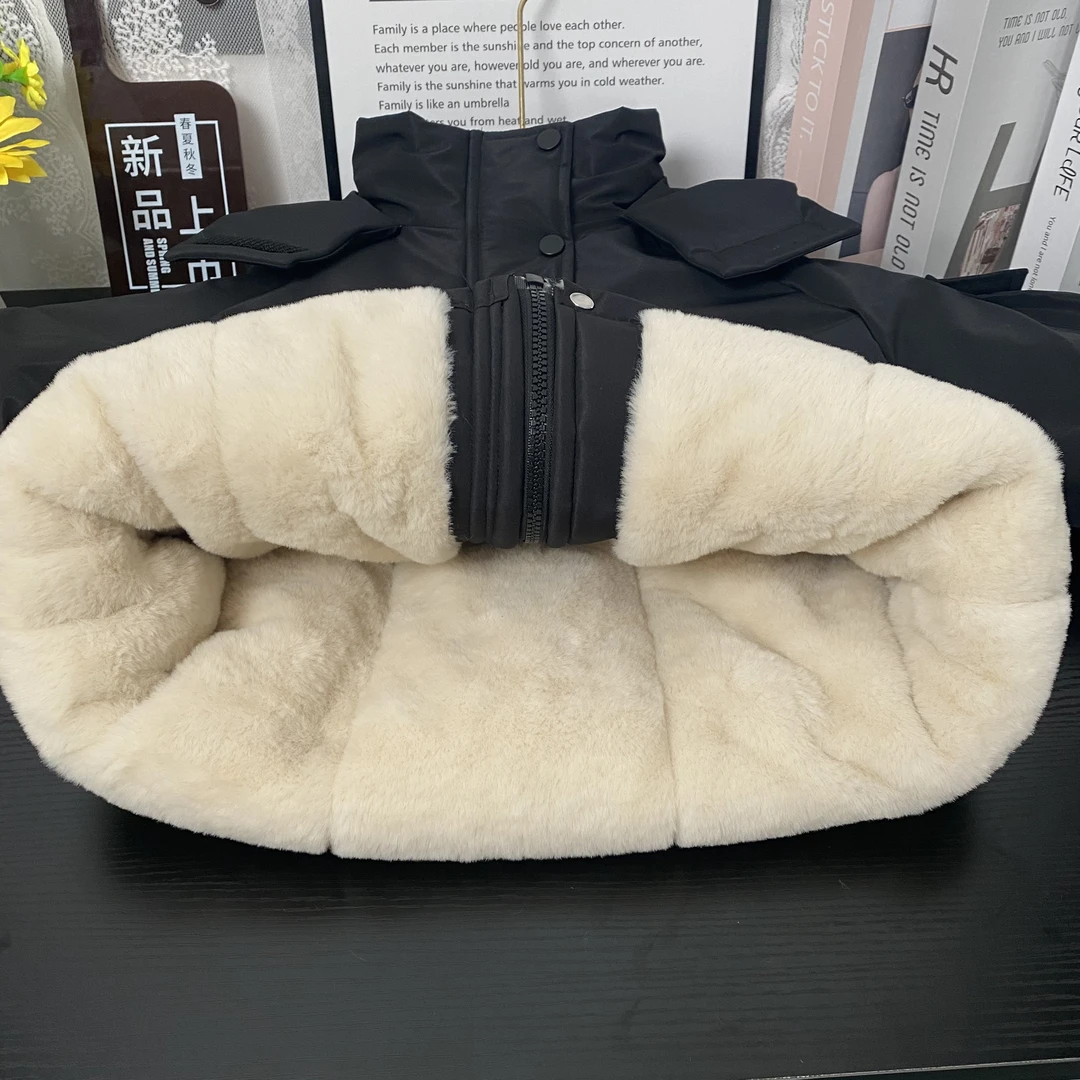 儿童新年款加绒加厚派克服冬季宽松连帽加厚保暖棉衣冲锋衣男童