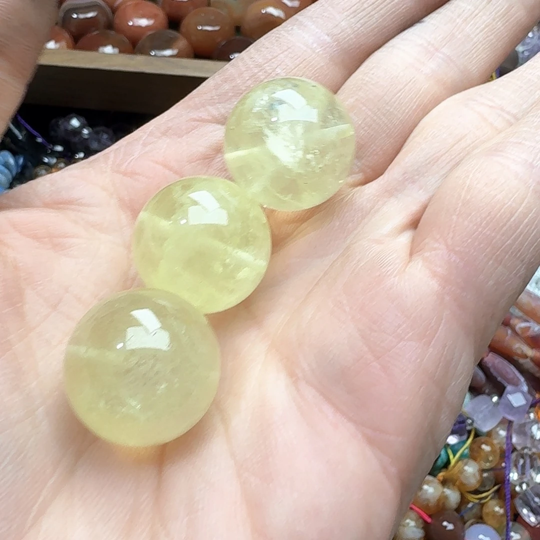 玛瑙/玉髓未镶嵌珠宝半成品一颗22mm柠檬黄水晶