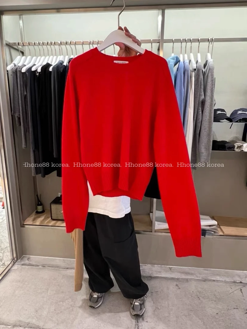 【NO退换】韩国东大门正品羊毛正红色毛衣