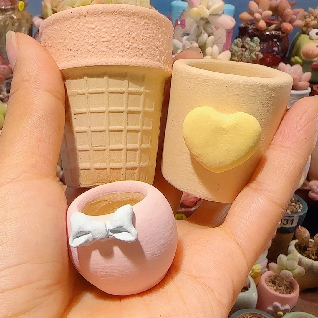 手****T冰淇淋种爱心+蝴蝶盆+奶黄爱心盆