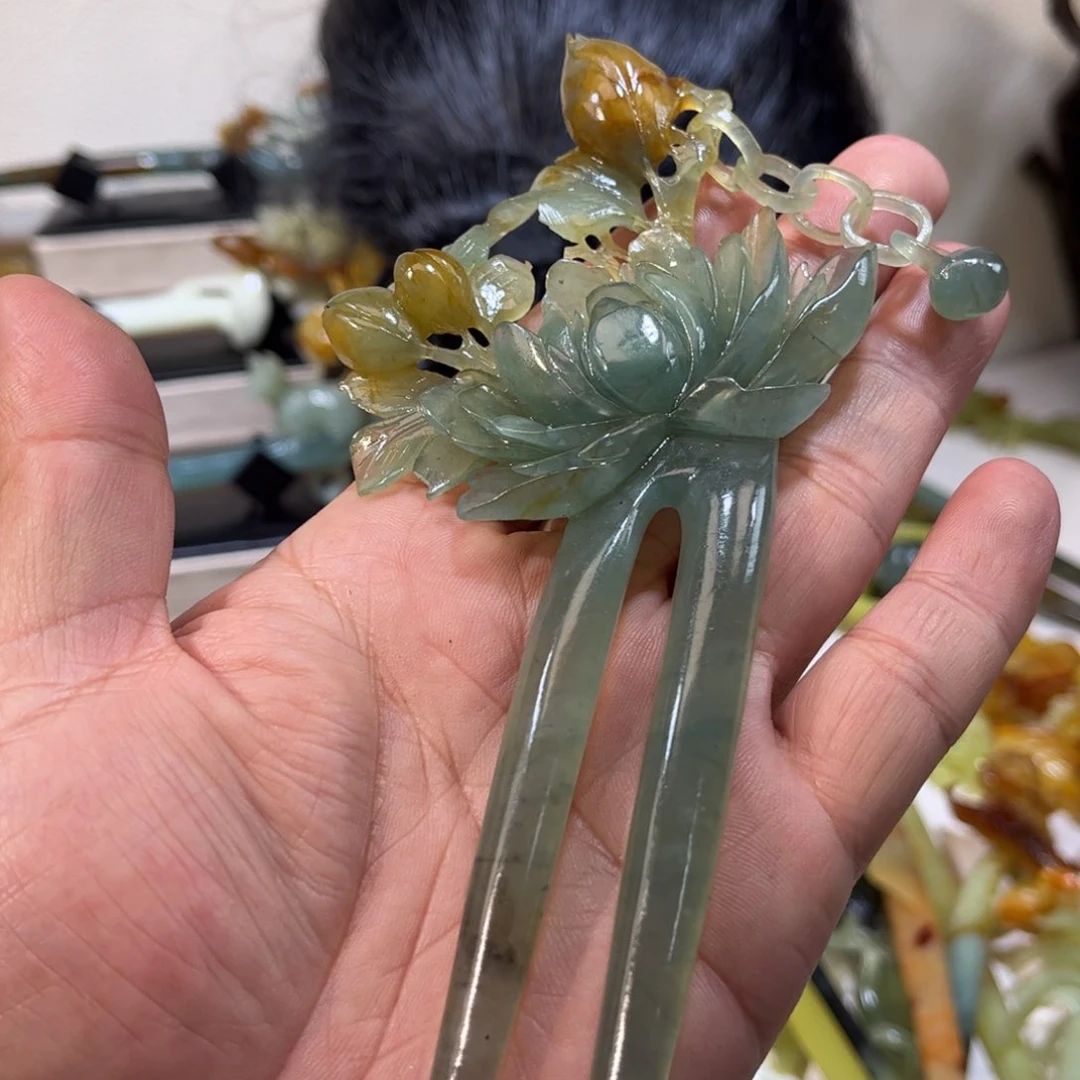 蛇纹石玉发簪合金流****、