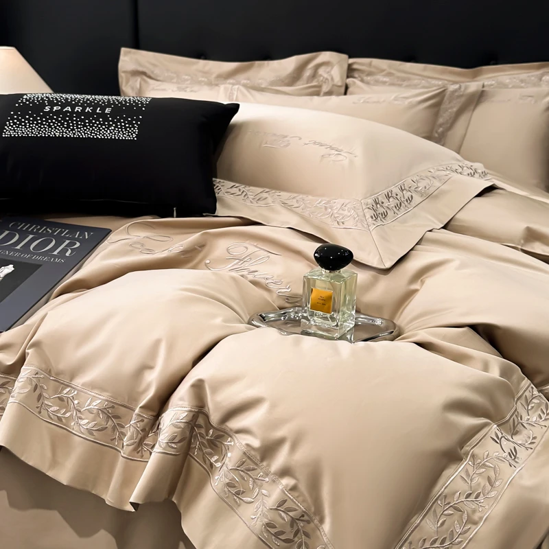 四季款高端轻奢长绒棉四件套A类100纯棉刺绣被套床单全棉床上用品