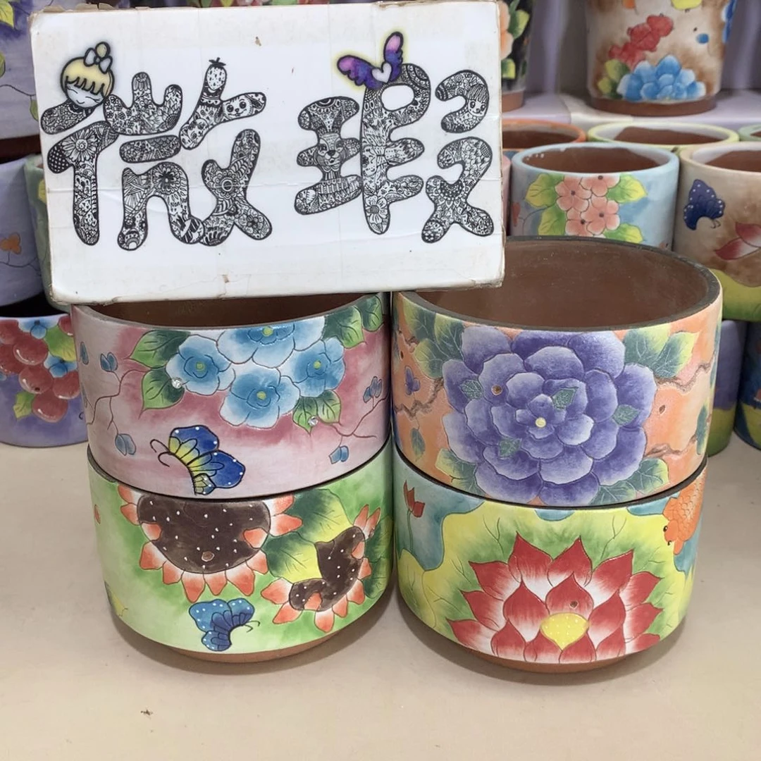 莫***肉福利瑕疵，手绘花盆