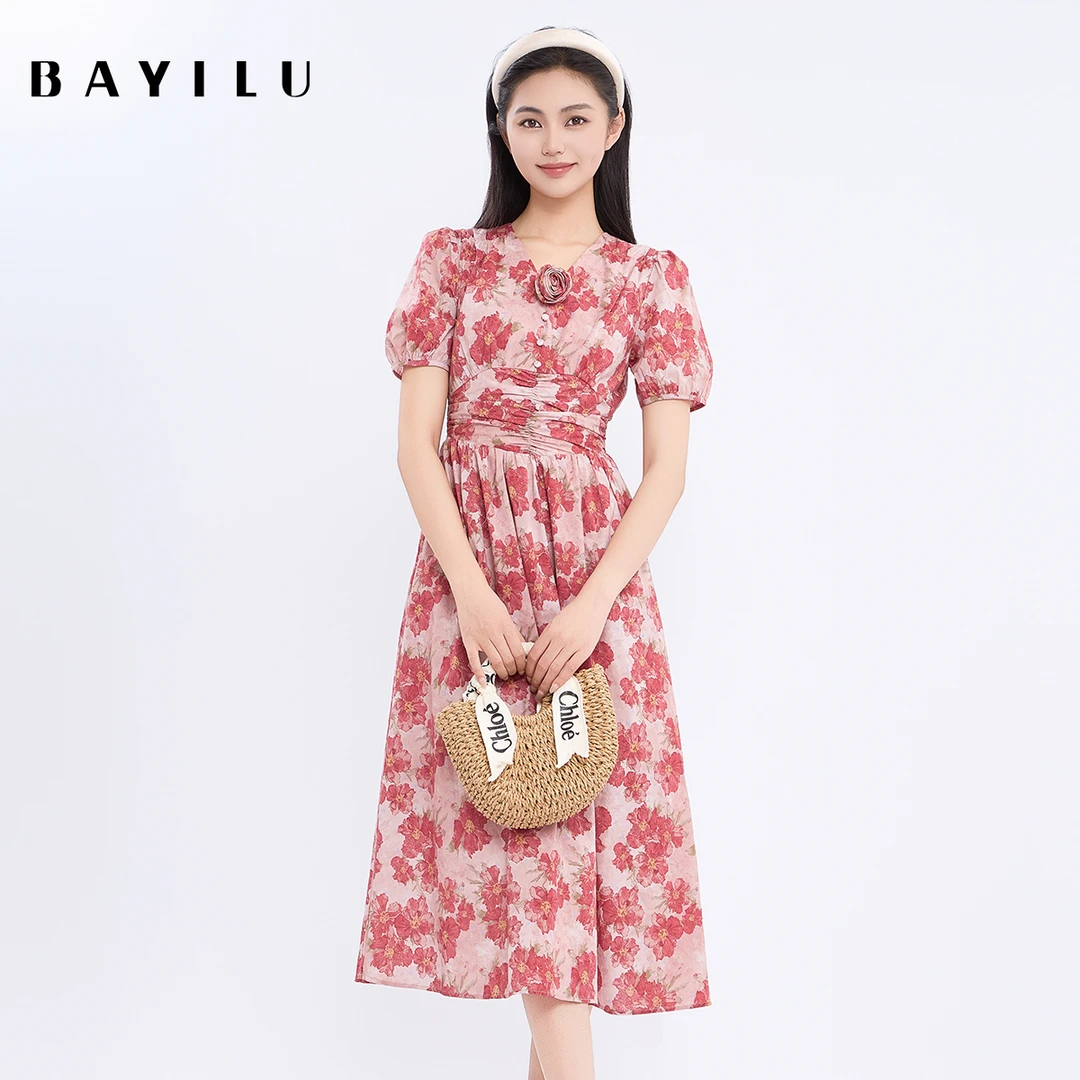 【叶姐】芭依璐夏季连衣裙气质休闲花朵裙95L7766Z