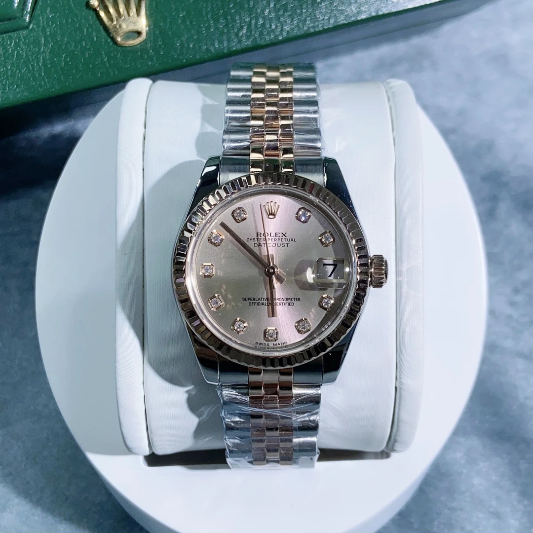 99新 Rolex/劳力士 日志/原盘原钻/女表/粉盘/时尚/178271/31mm