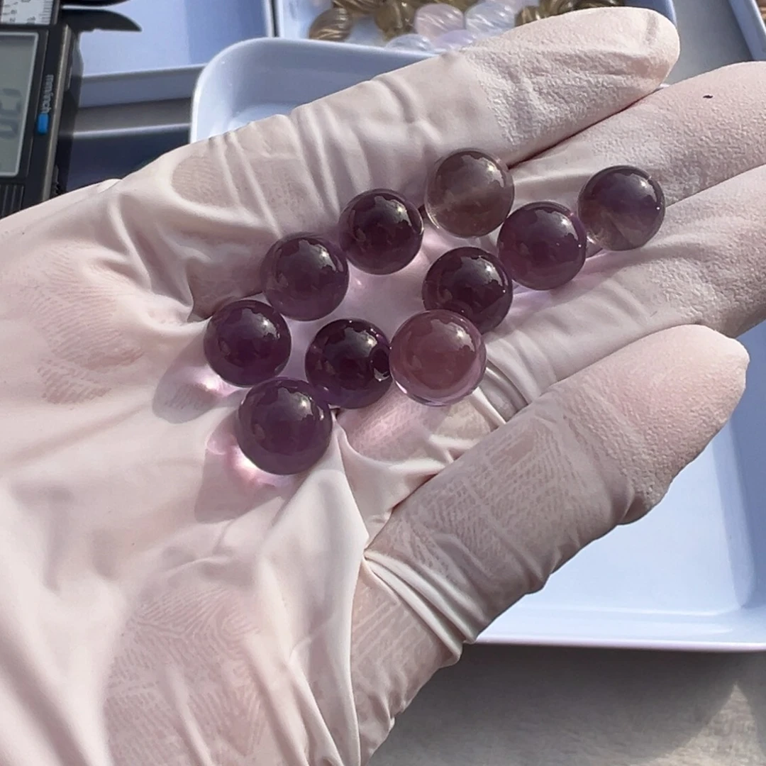 水晶紫水晶单珠9mm打孔定制不退换未镶嵌江*鱼