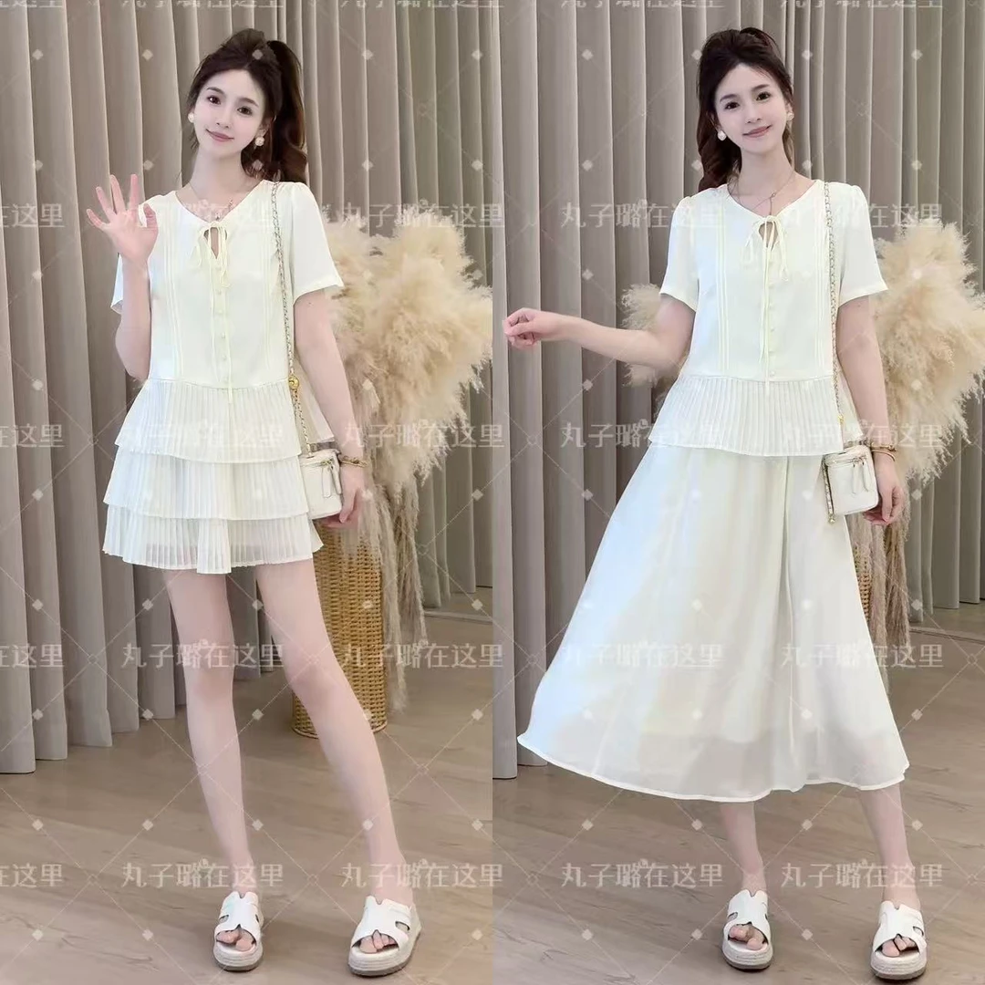 JOANOF森系休闲时尚显瘦套装甜美无袖短裤长裙小众设计师XT596-K