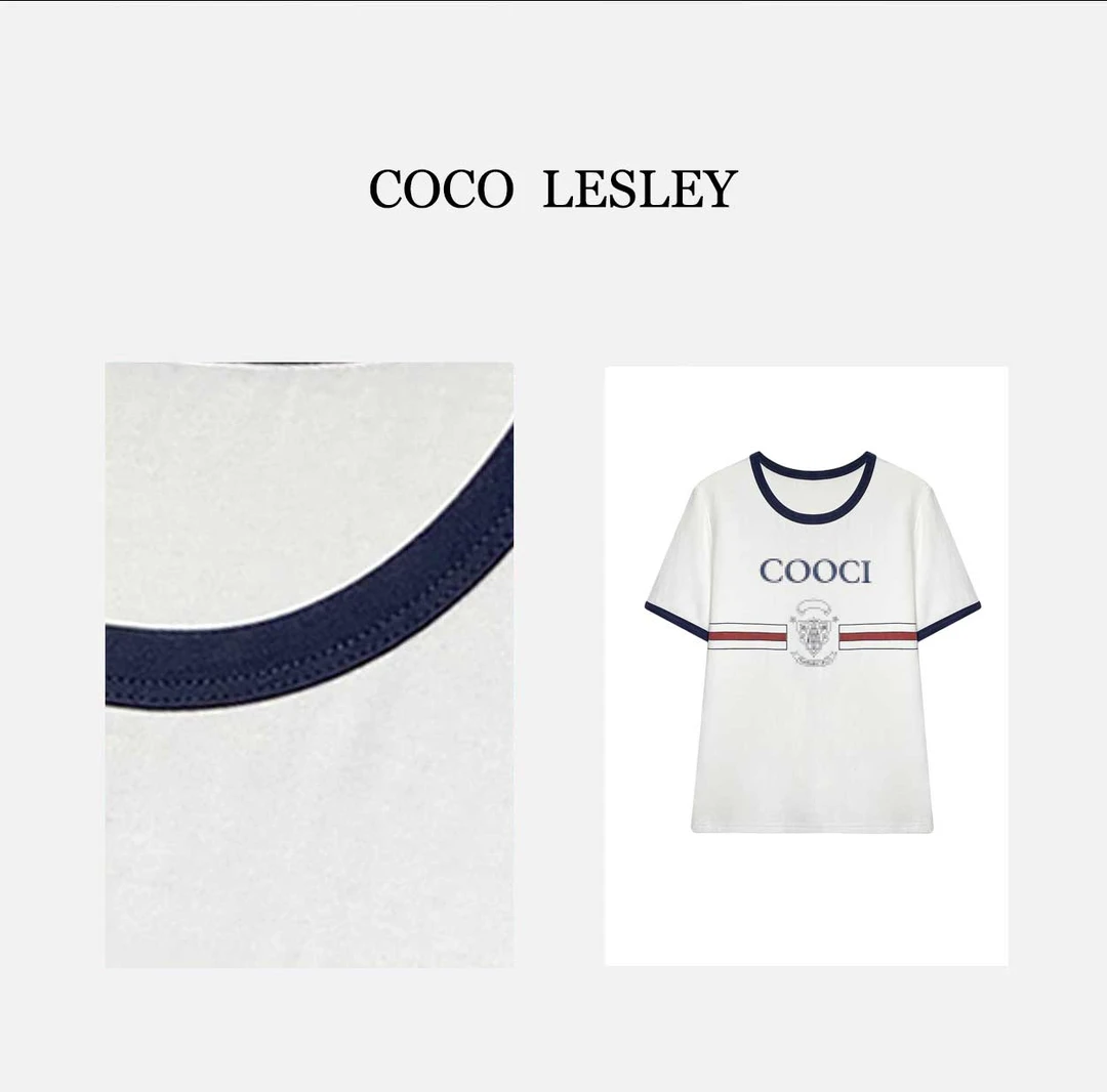 【宠粉专属】66906#拼接3D印花T恤衫2025百搭个性潮流上衣