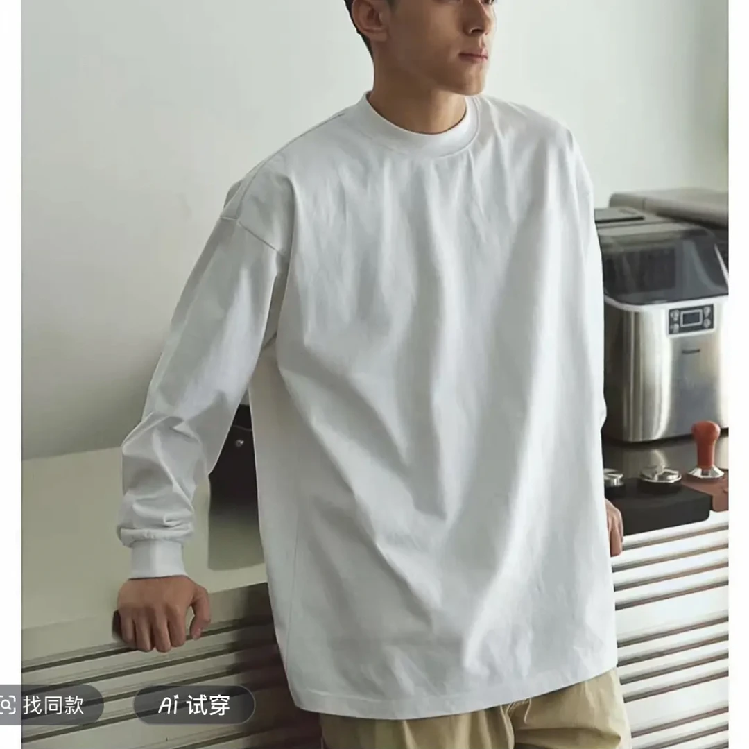 【拍一发5】2025秋冬潮流T恤男装纯色青少年百搭长袖通用秋冬季圆领