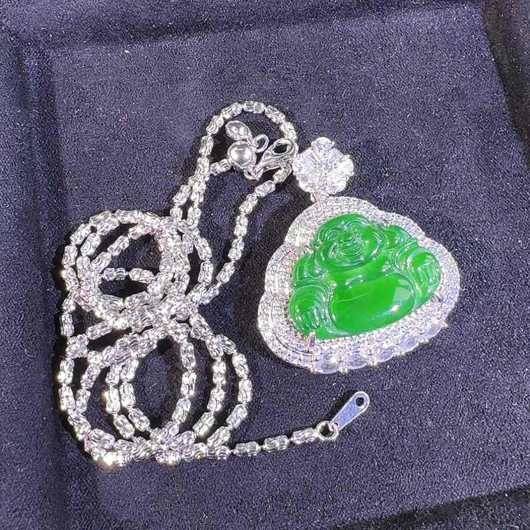 翡翠吊坠(不含链)银S925镶嵌诺****佛公